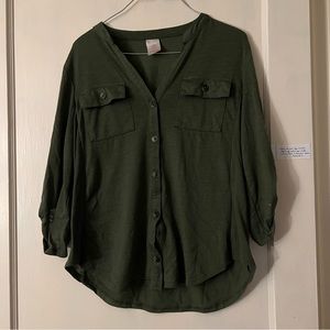 Green button up blouse